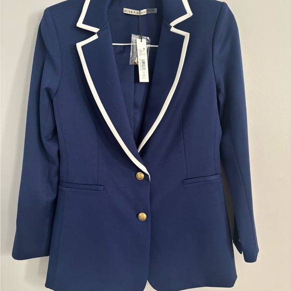 Alice + Olivia Blue Blazer with White Accents - Picture 1 of 6